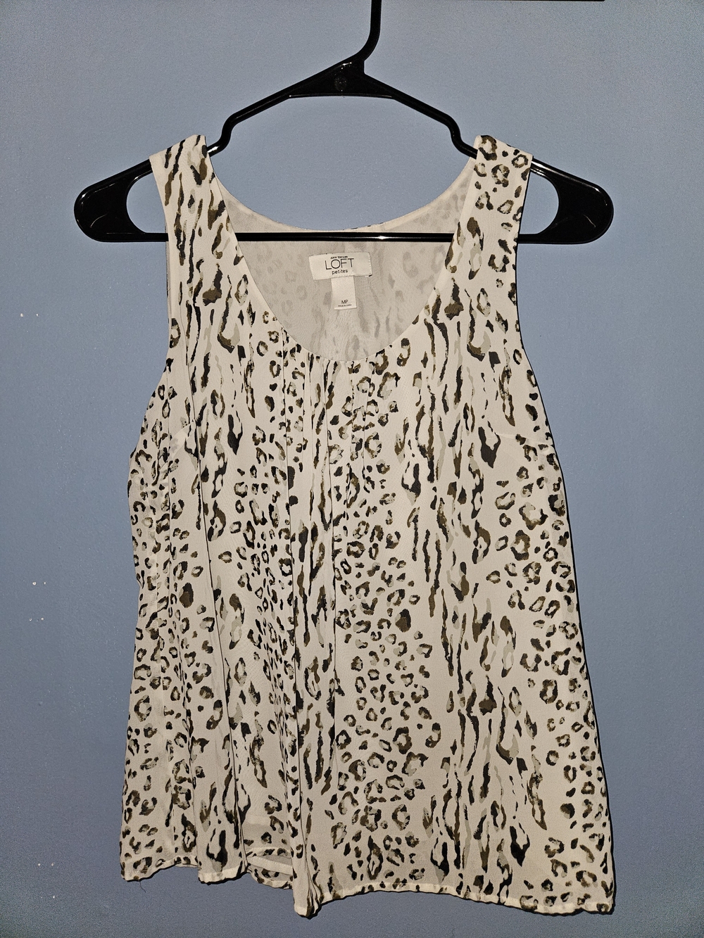 LOFT Cream Animal Print Sleeveless Tank Top